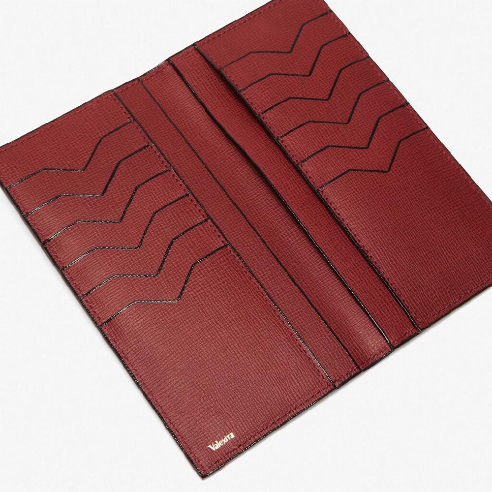 Valextra Portafoglio verticale Bifold in Pelle Bordeaux | Valextra Moda