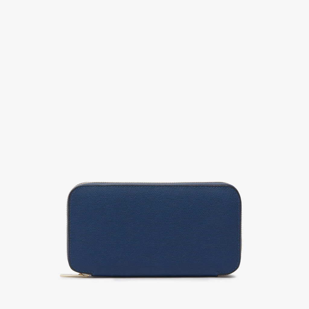 Valextra Portafoglio da Uomo in Pelle Blu Zaffiro | Valextra Zip Around Promozione