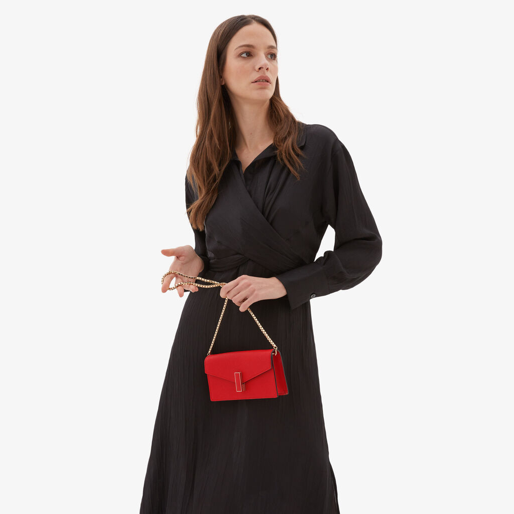 Valextra Pochette semplice e compatta in Pelle Rossa | Valextra Iside Qualità Garantita