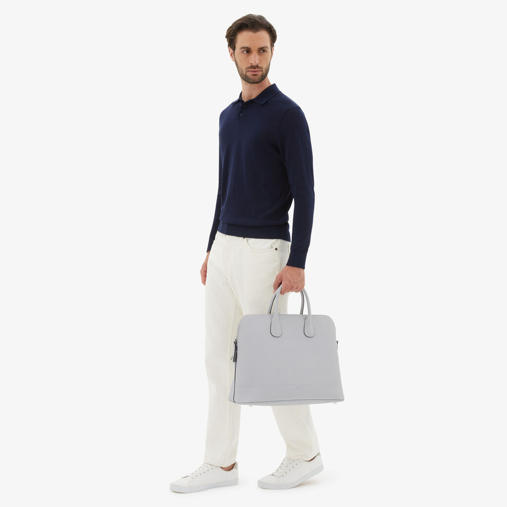 Valextra Borsa tote da Uomo in Pelle Grigia Sasso | Valextra My Logo Vendite stagionali