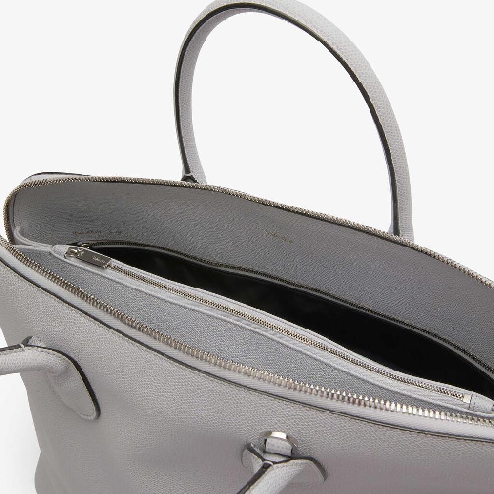 Valextra Borsa tote da Uomo in Pelle Grigia Sasso | Valextra My Logo Vendite stagionali