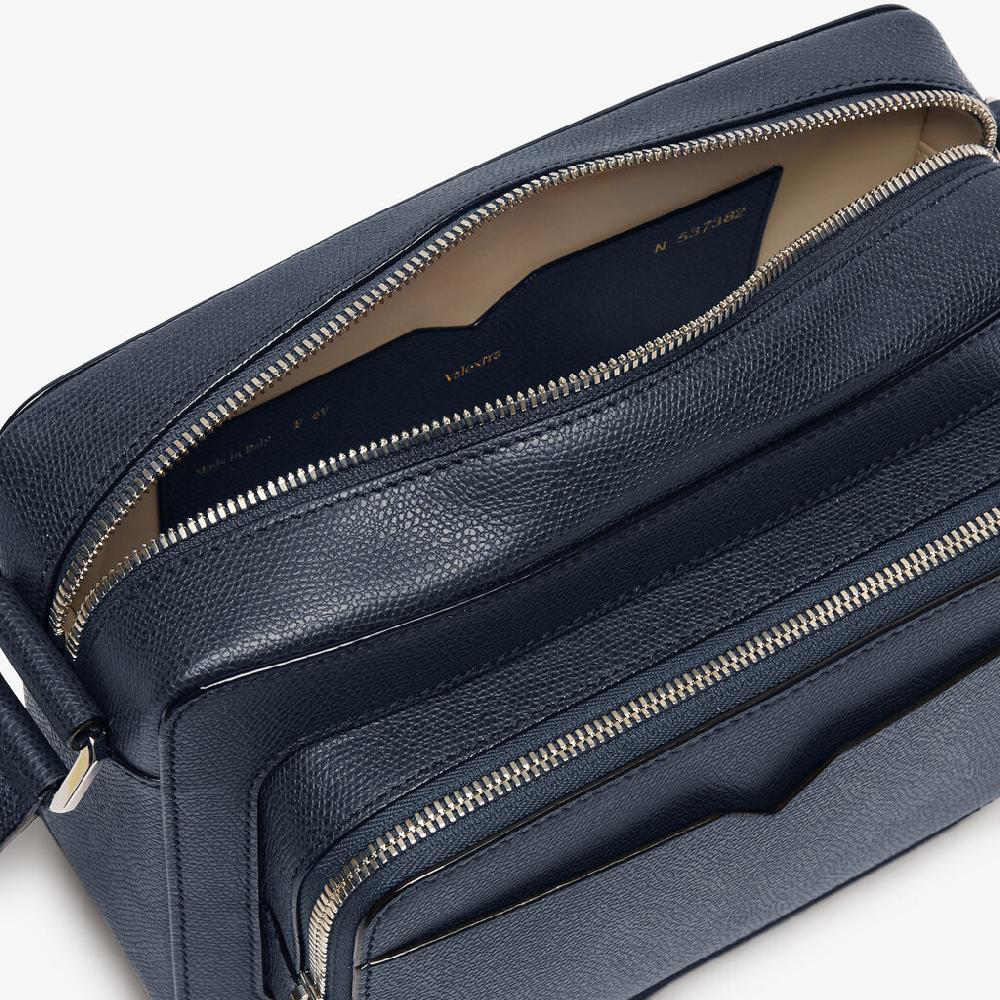 Valextra Borsetta Reporter in Pelle Blu con zip | Valextra V-Line Black Friday