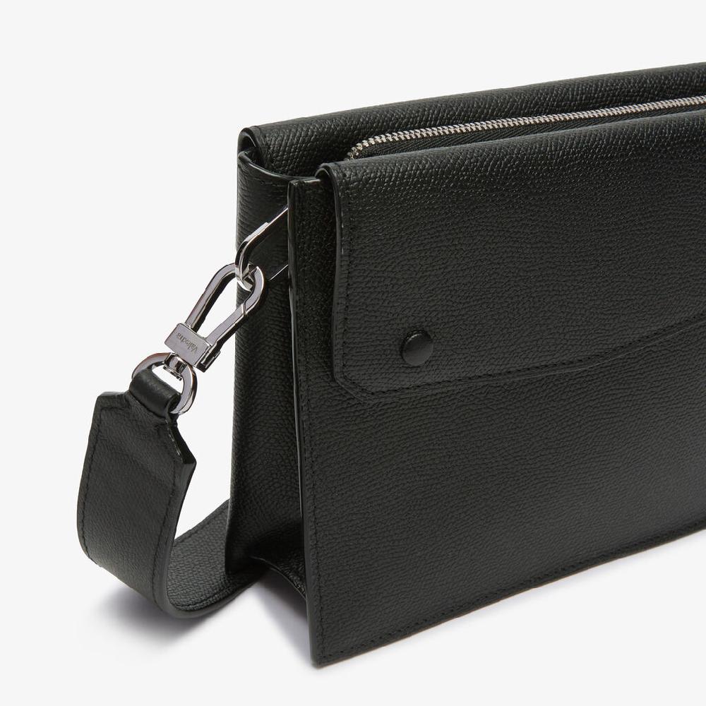 Valextra Borsa a tracolla da Uomo in Pelle Nera | Valextra Pocket Saldi Di Fabbrica