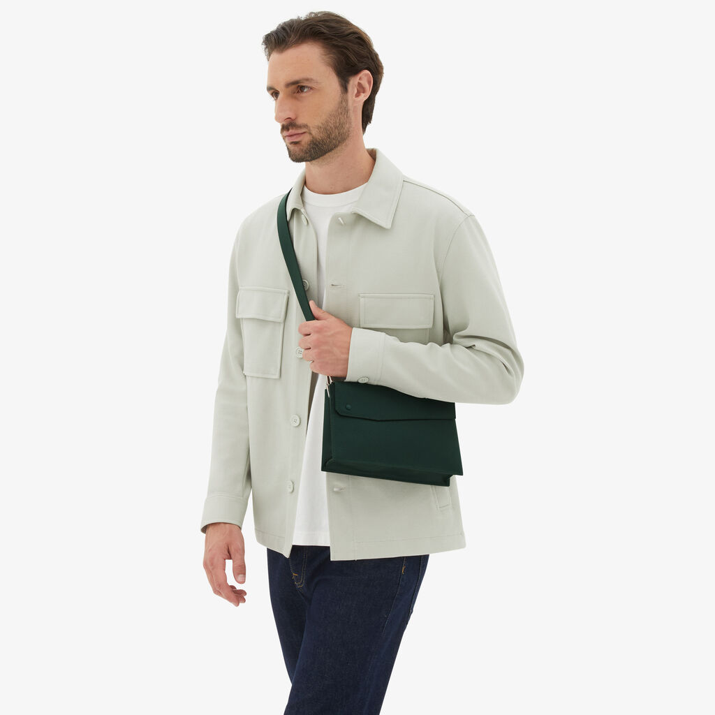Valextra Borsa tracolla da Uomo di Lusso in Pelle Verde | Valextra Pocket Vendite Flash