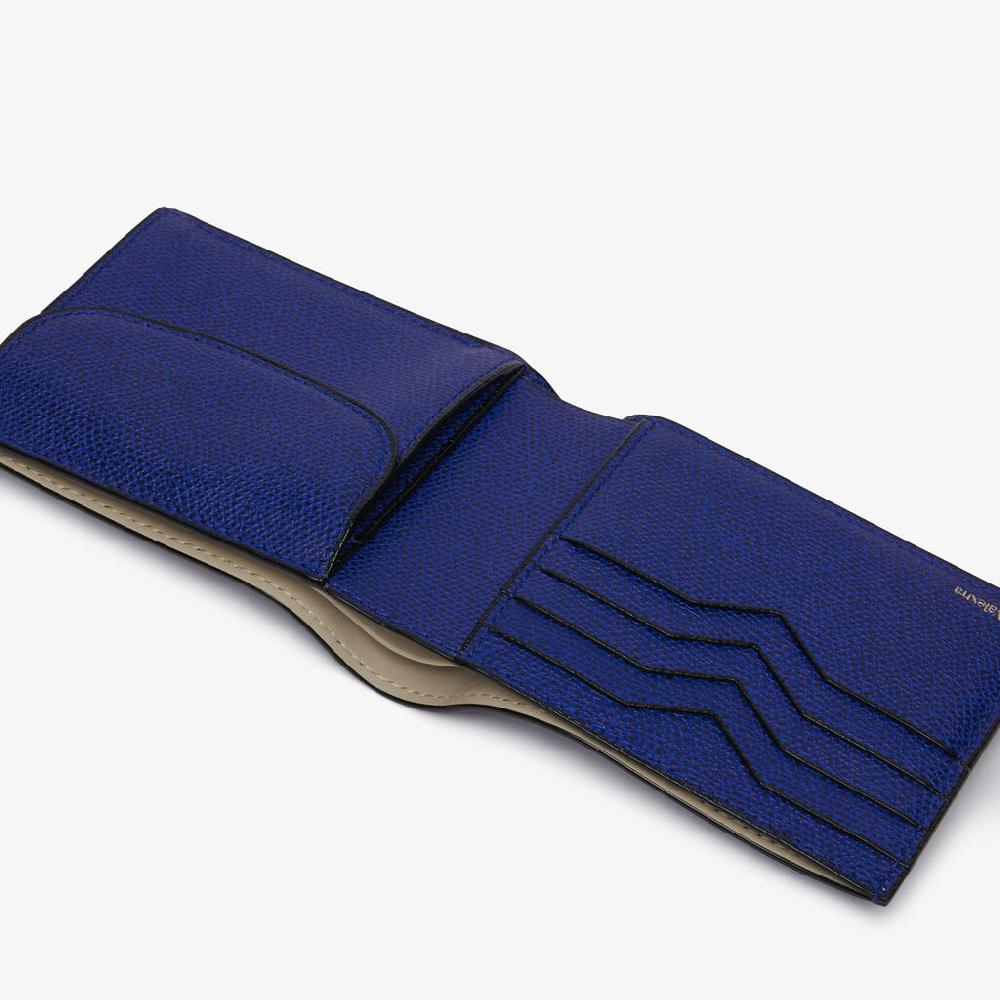 Valextra Portafoglio Bifold in Pelle Blu con portamonete | Valextra Nuovo