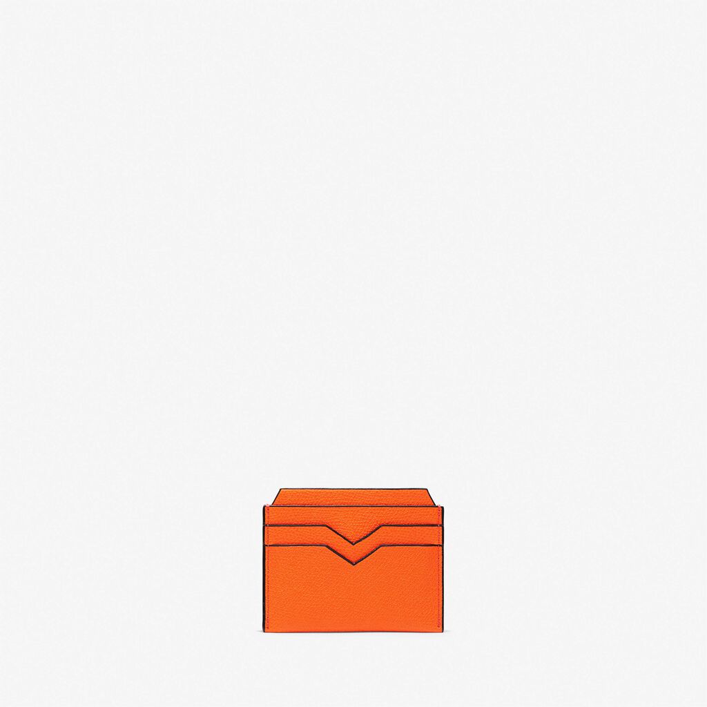Valextra Portatessere compatto in Pelle Arancione | Valextra Spedizione Gratuita