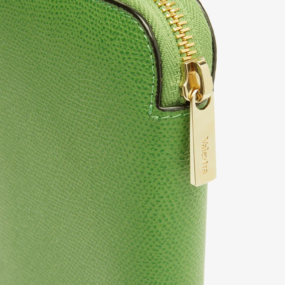 Valextra Portafoglio da Donna di Lusso in Pelle Verde | Valextra Zip Around Pezzi Unici
