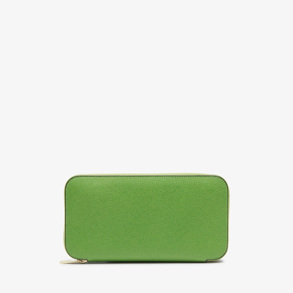 Valextra Portafoglio da Donna di Lusso in Pelle Verde | Valextra Zip Around Pezzi Unici