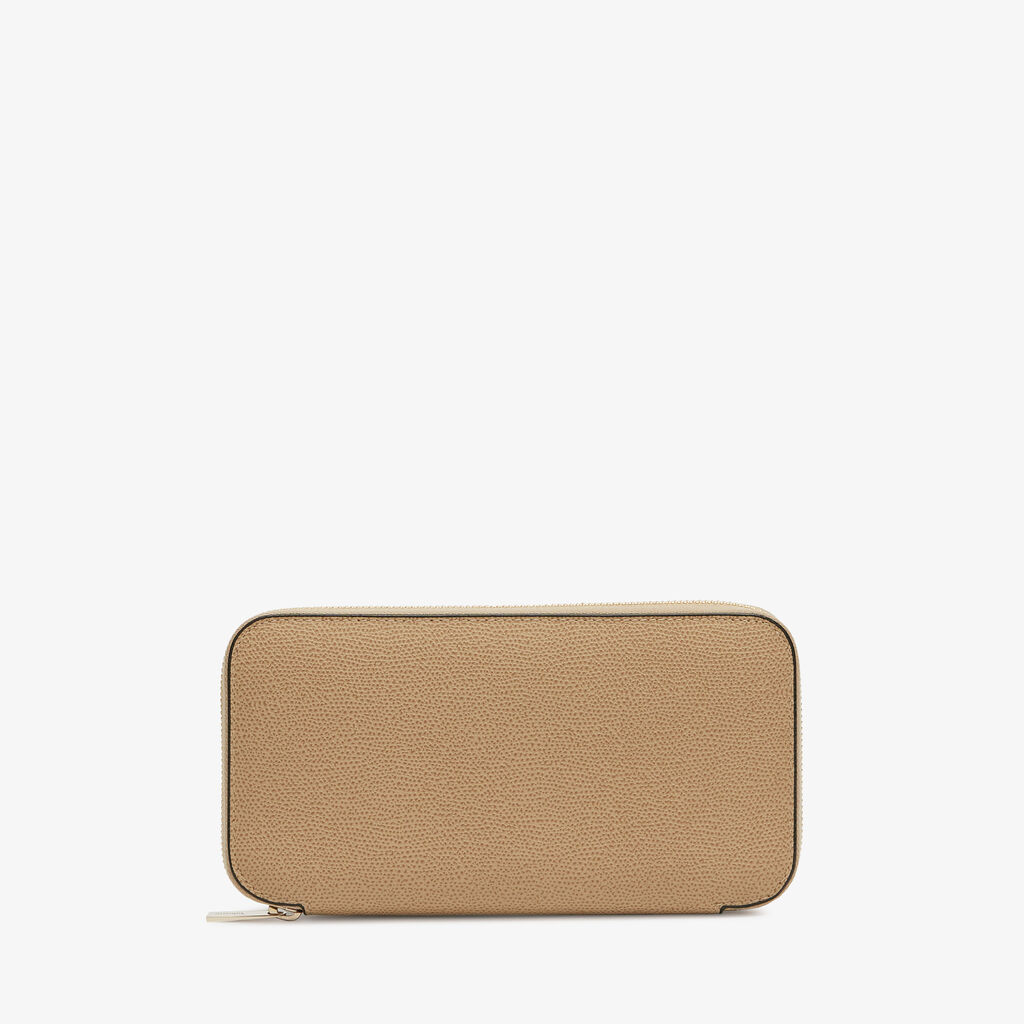 Valextra Portafoglio da Donna di Lusso in Pelle Beige | Valextra Zip Around Qualità Garantita