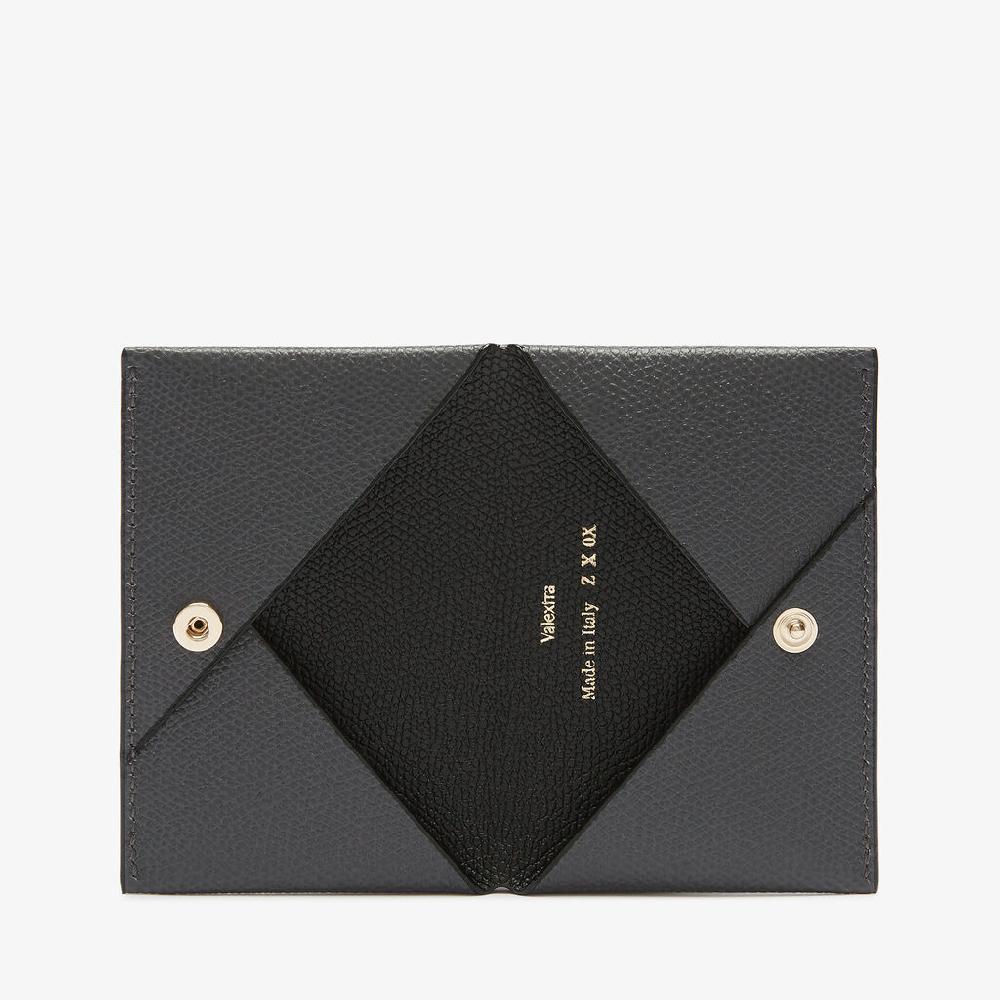 Valextra Porta carte da Uomo di Lusso in Pelle Grigia e Nera | Valextra Consegna Veloce