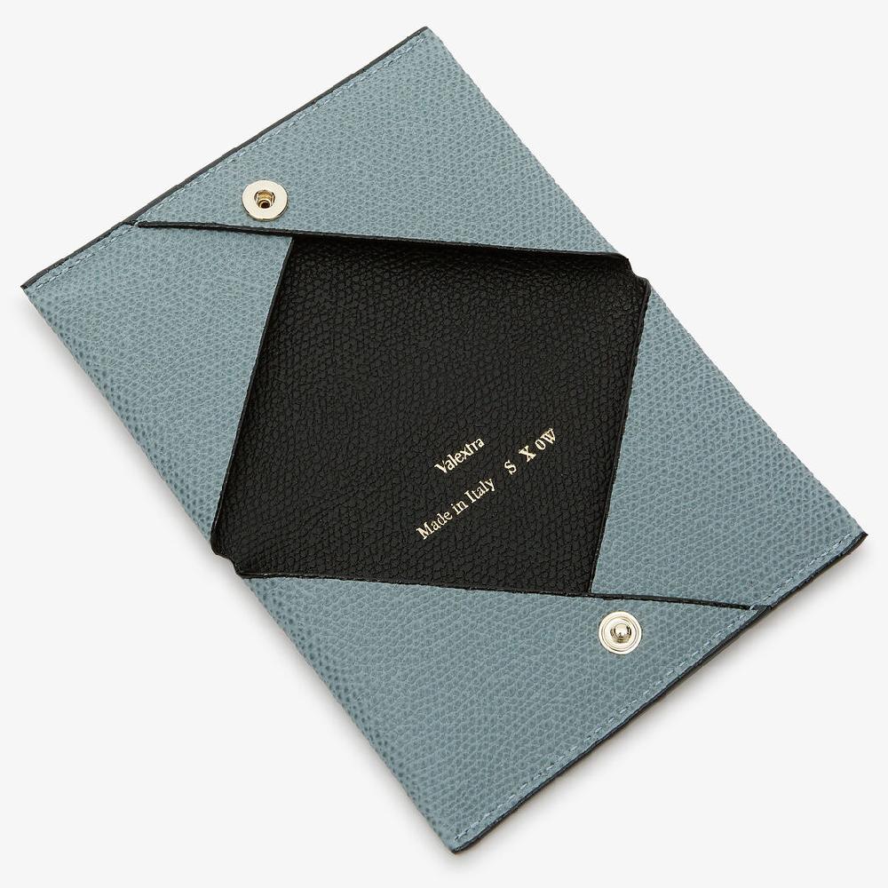 Valextra Porta carte piccolo di Lusso in Pelle Blu e Nera | Valextra Fino Al -60%