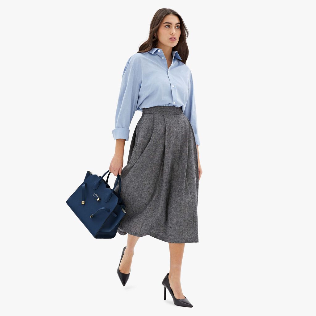 Valextra Borsa due manici da Donna in Pelle Blu Zaffiro | Valextra Shopping Online
