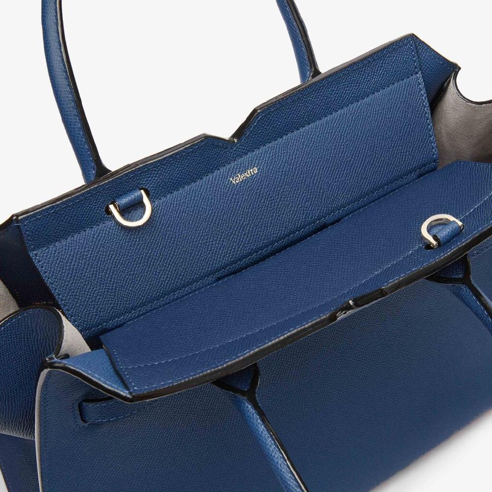 Valextra Borsa due manici da Donna in Pelle Blu Zaffiro | Valextra Shopping Online