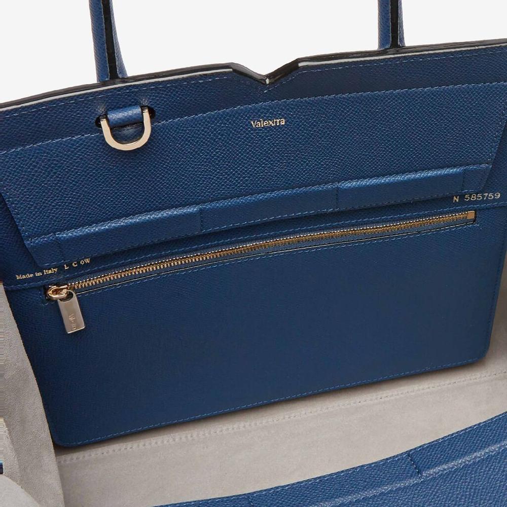 Valextra Borsa due manici da Donna in Pelle Blu Zaffiro | Valextra Shopping Online