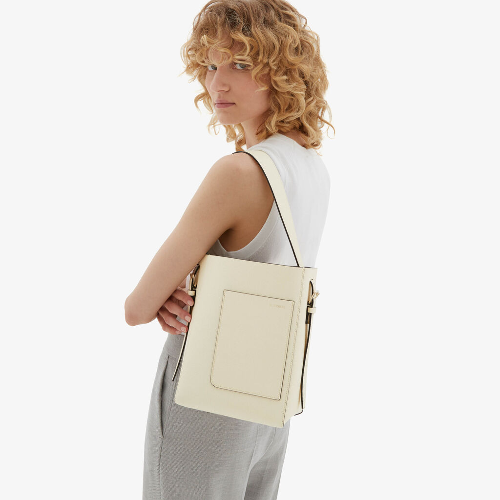 Valextra Borsa a secchiello da Donna Mini in Pelle Bianca | Valextra Soft Affare Del Giorno
