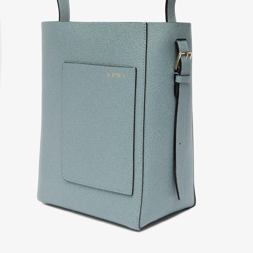 Valextra Borsa a secchiello da Donna Mini in Pelle Azzurra | Valextra Soft Prezzo Ridotto