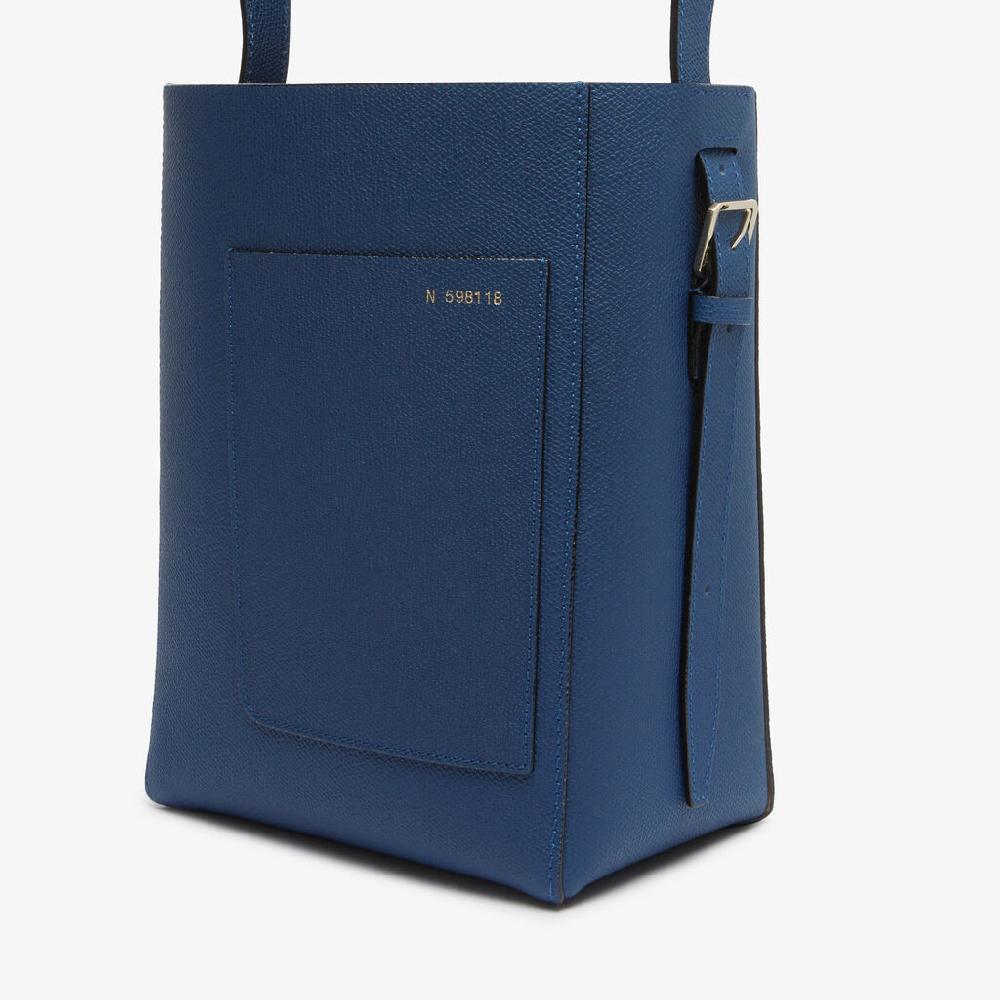 Valextra Borsa a secchiello da Donna in Pelle Blu Zaffiro | Valextra Soft Sottocosto