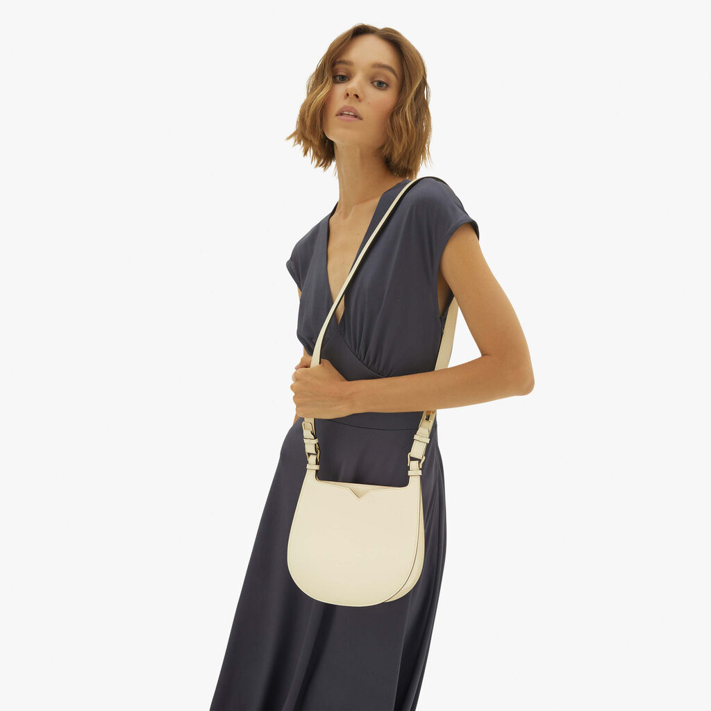 Valextra Borsa a spalla Mini in Pelle Bianca | Valextra Hobo Novità