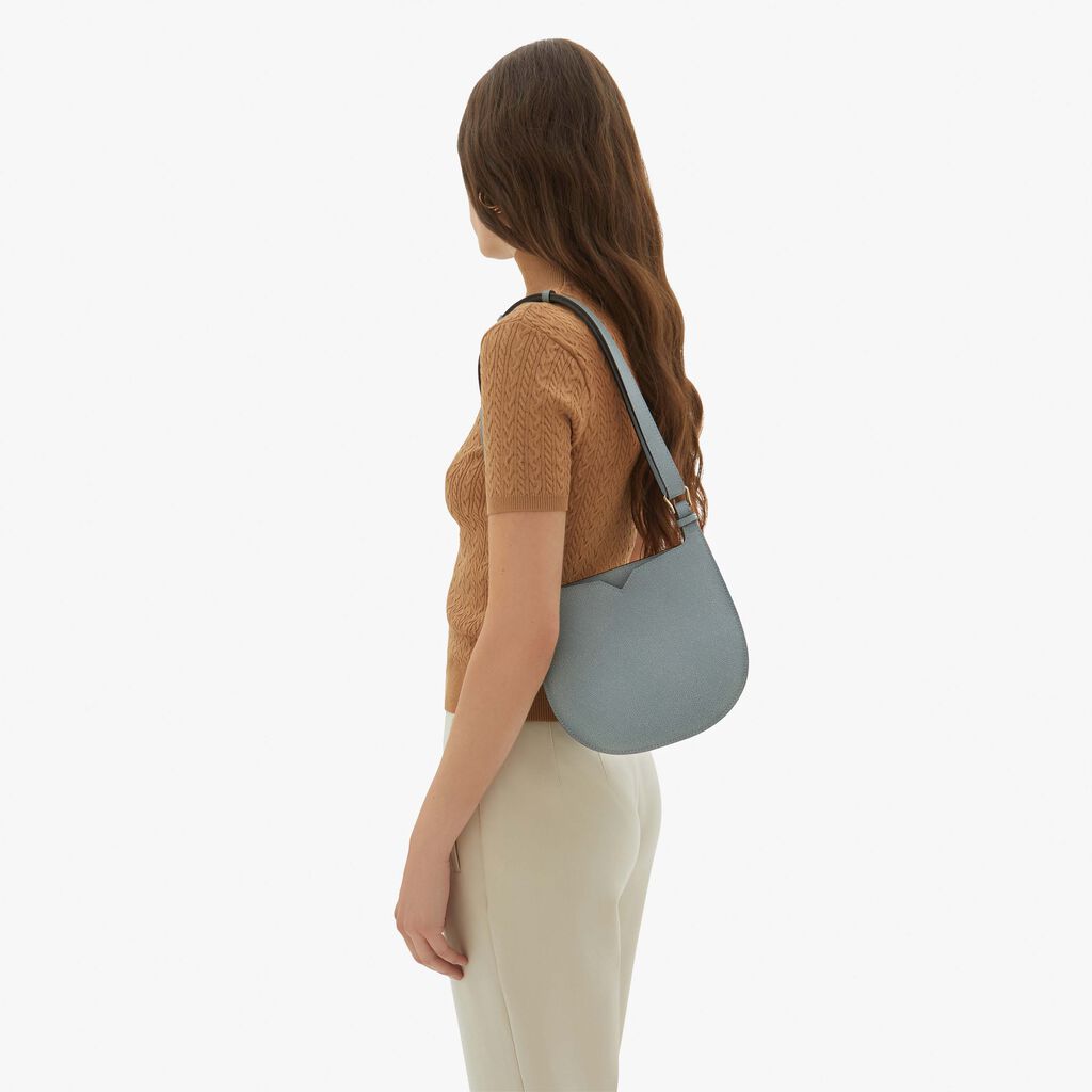 Valextra Borsa a spalla Mini in Pelle Blu | Valextra Hobo Presa