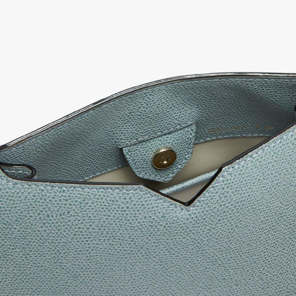 Valextra Borsa a spalla Mini in Pelle Blu | Valextra Hobo Presa