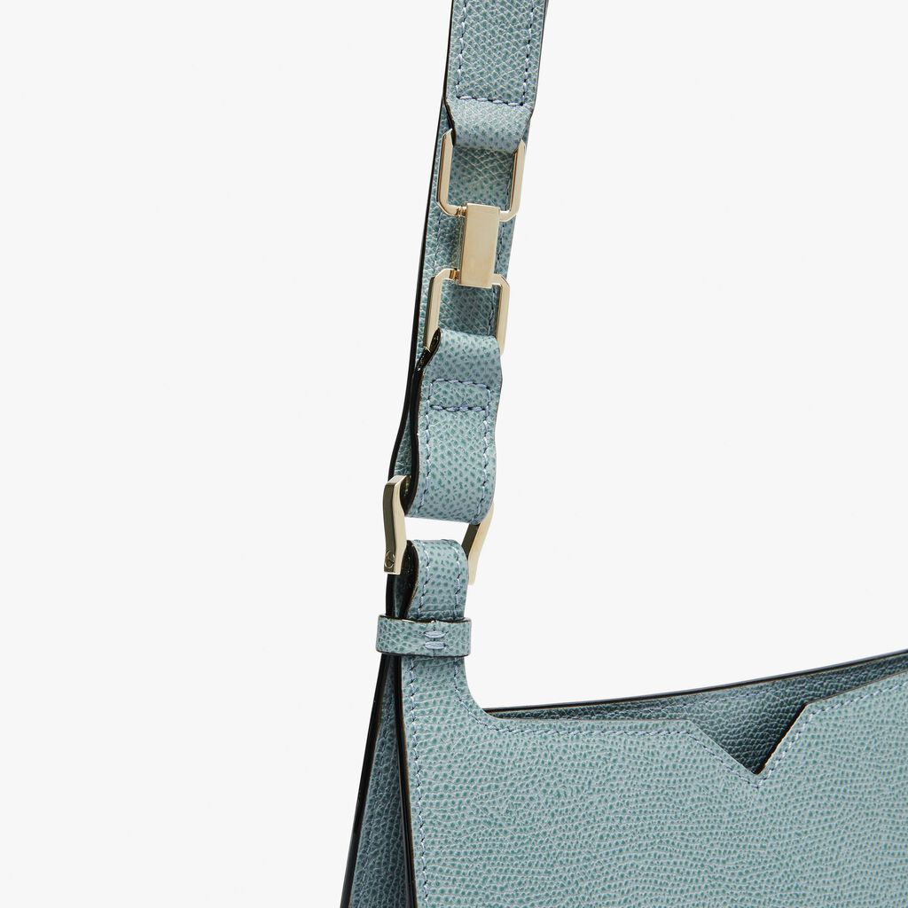 Valextra Borsa a spalla Mini in Pelle Blu | Valextra Hobo Presa