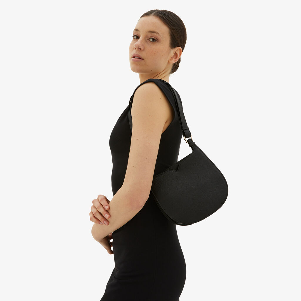 Valextra Borsa a spalla Mini in Pelle Nera | Valextra Hobo Sconto