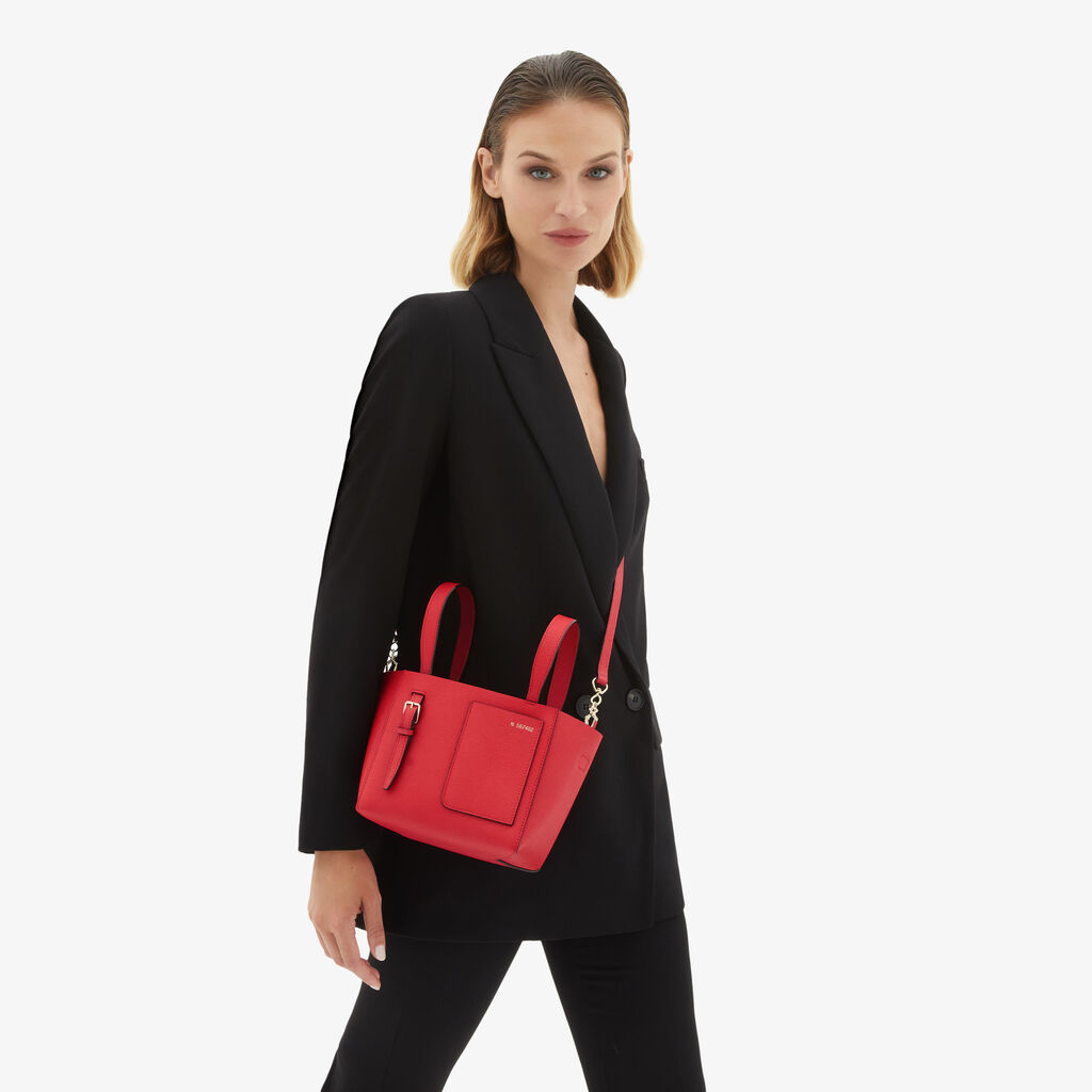 Valextra Borsa a secchiello da Donna in Pelle Rossa | Valextra Soft Outlet