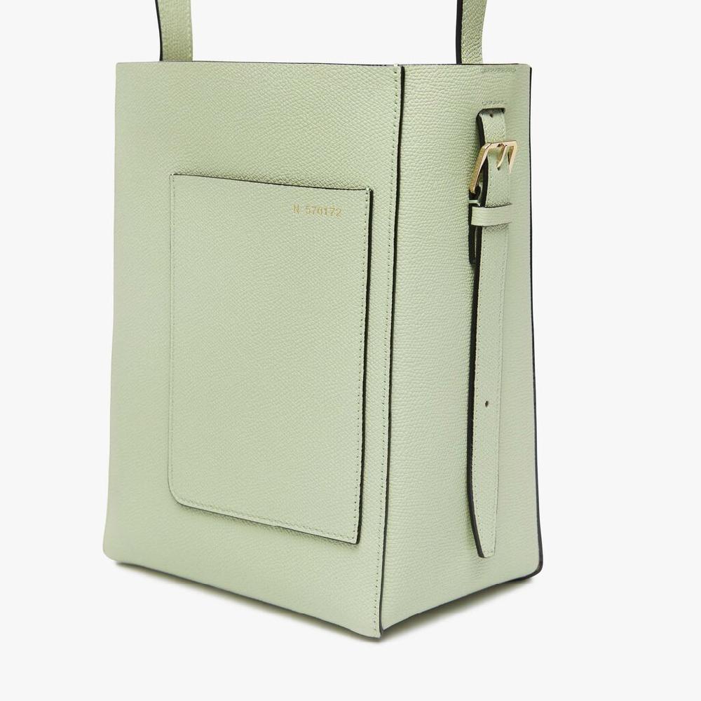 Valextra Borsa a secchiello da Donna Mini in Pelle Verde | Valextra Soft Saldi Di Fabbrica