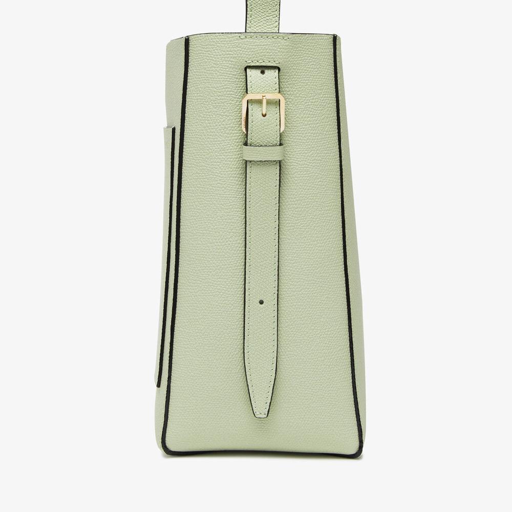 Valextra Borsa a secchiello da Donna Mini in Pelle Verde | Valextra Soft Saldi Di Fabbrica