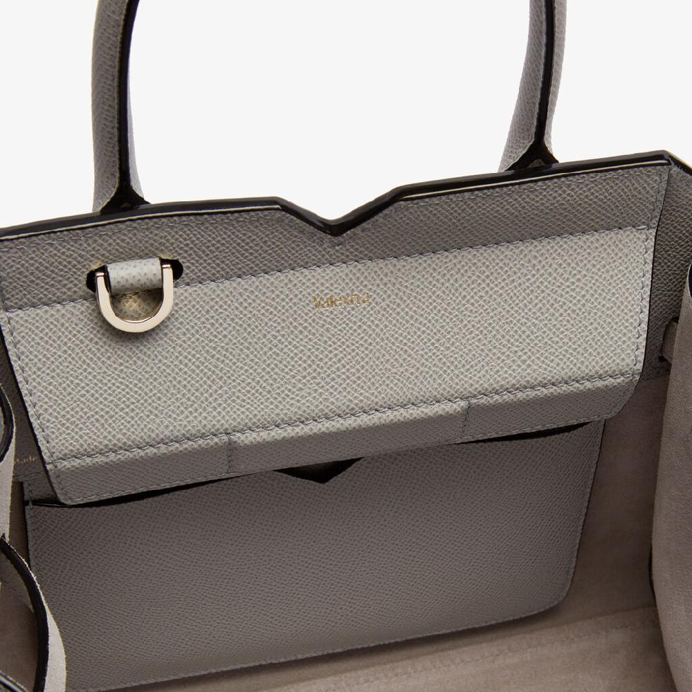 Valextra Borsa due manici Donna Mini in pelle Grigia chiara | Valextra Negozio