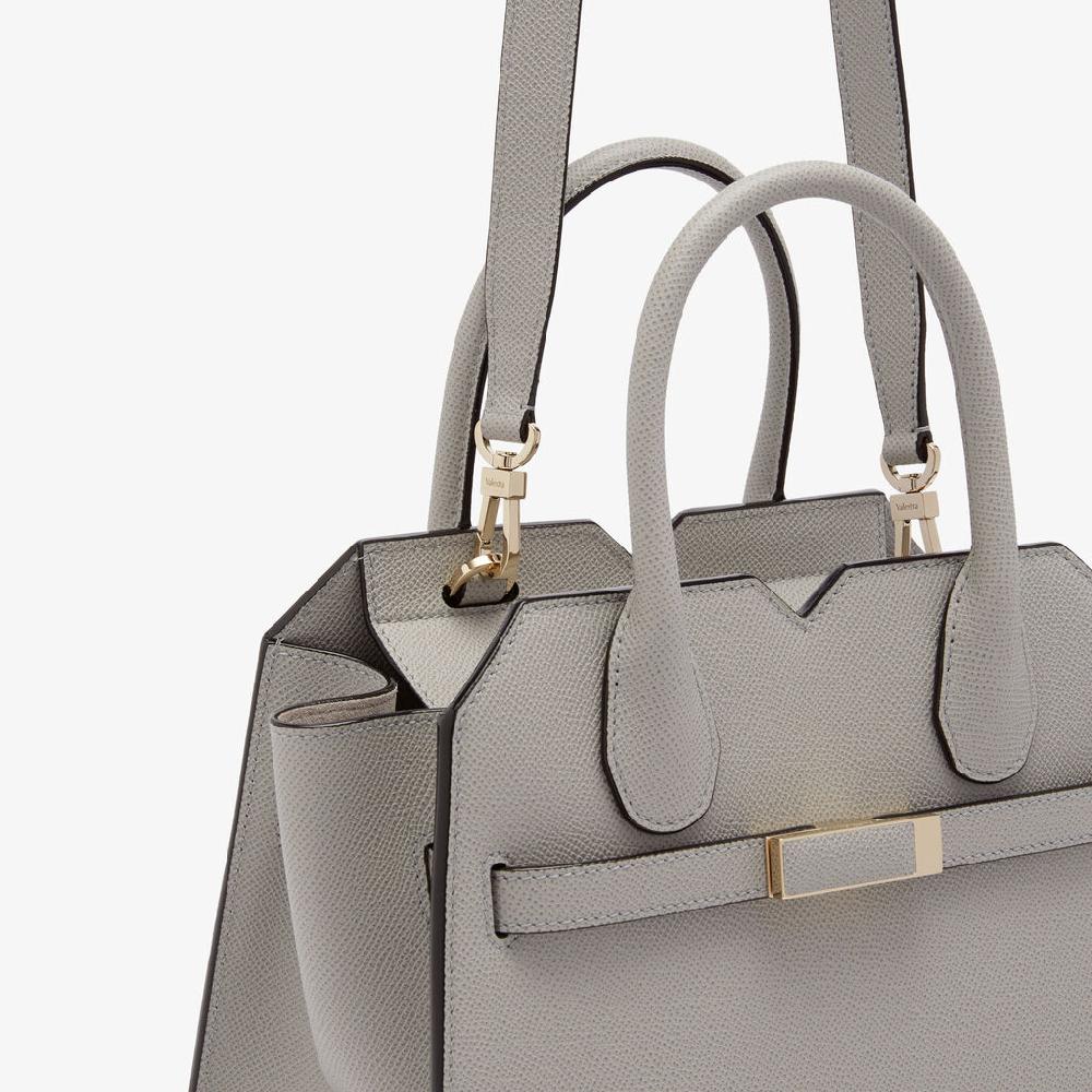 Valextra Borsa due manici Donna Mini in pelle Grigia chiara | Valextra Negozio
