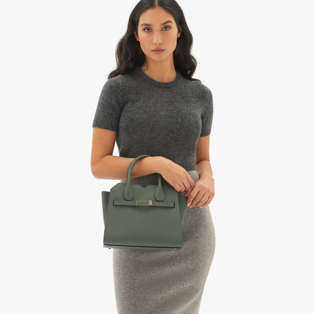 Valextra Borsa due manici da Donna in Pelle Verde di Lusso | Valextra Nuova