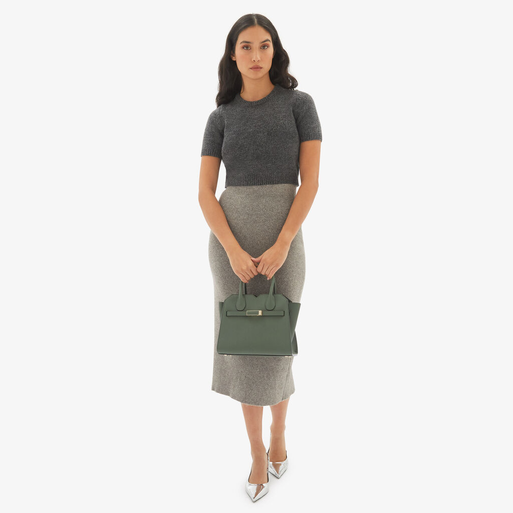 Valextra Borsa due manici da Donna in Pelle Verde di Lusso | Valextra Nuova