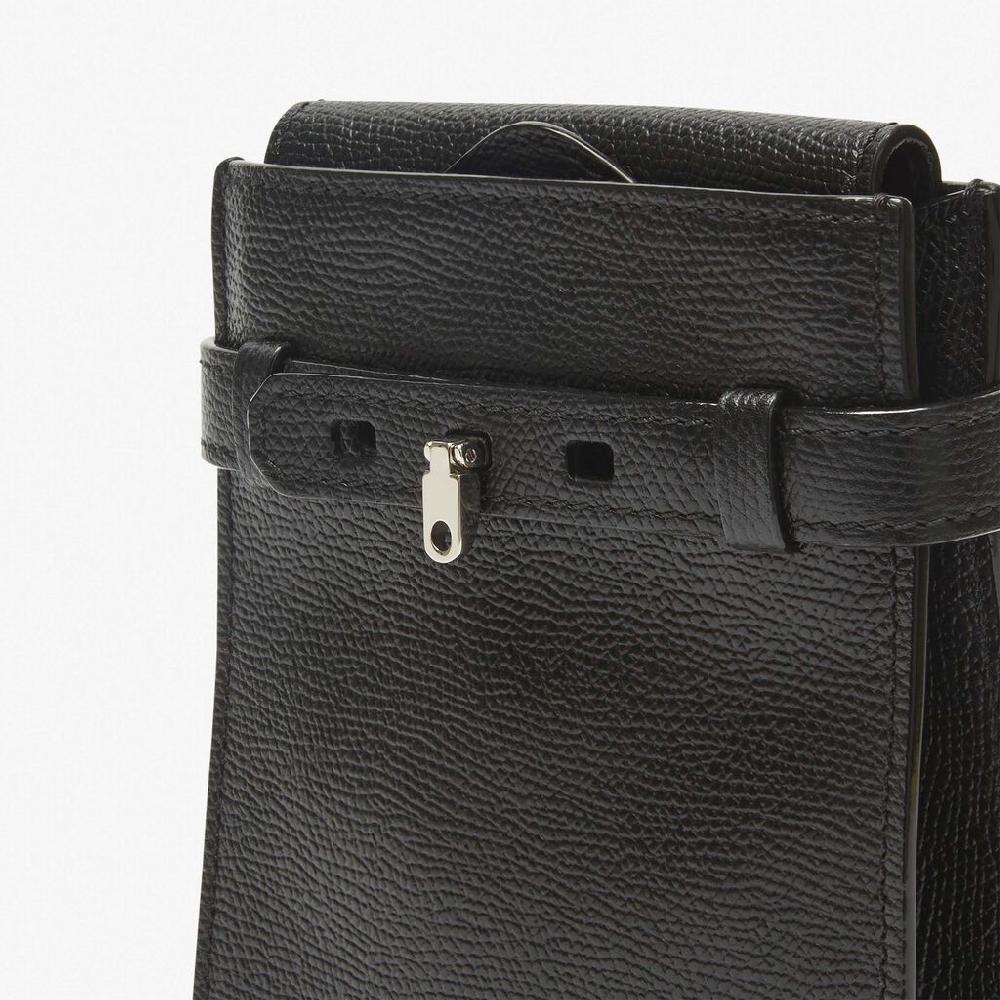 Valextra Borsa a tracolla slim Micro in Pelle Nera | Valextra Brera Italy