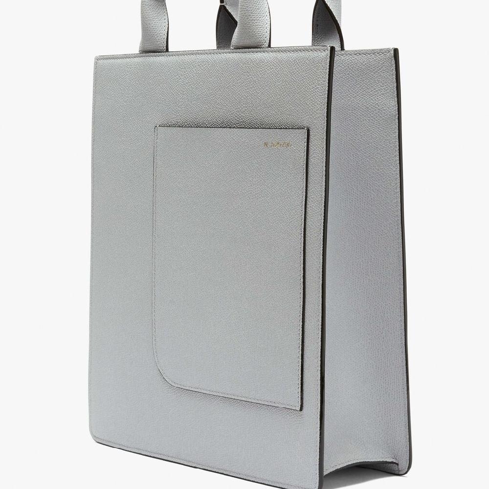 Valextra Borsa Mini in Pelle Grigia con tasca esterna | Valextra Boxy Italia