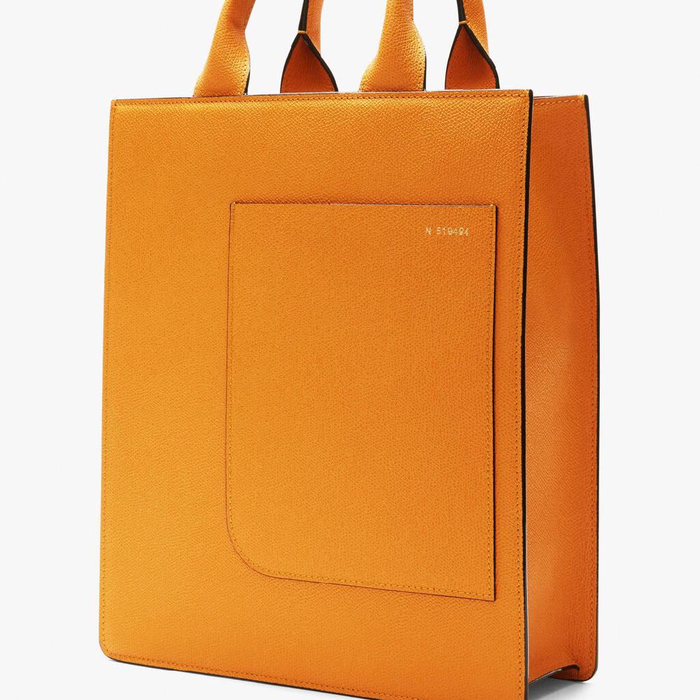 Valextra Borsetta Tote Mini versatile in Pelle Gialla | Valextra Boxy In Linea
