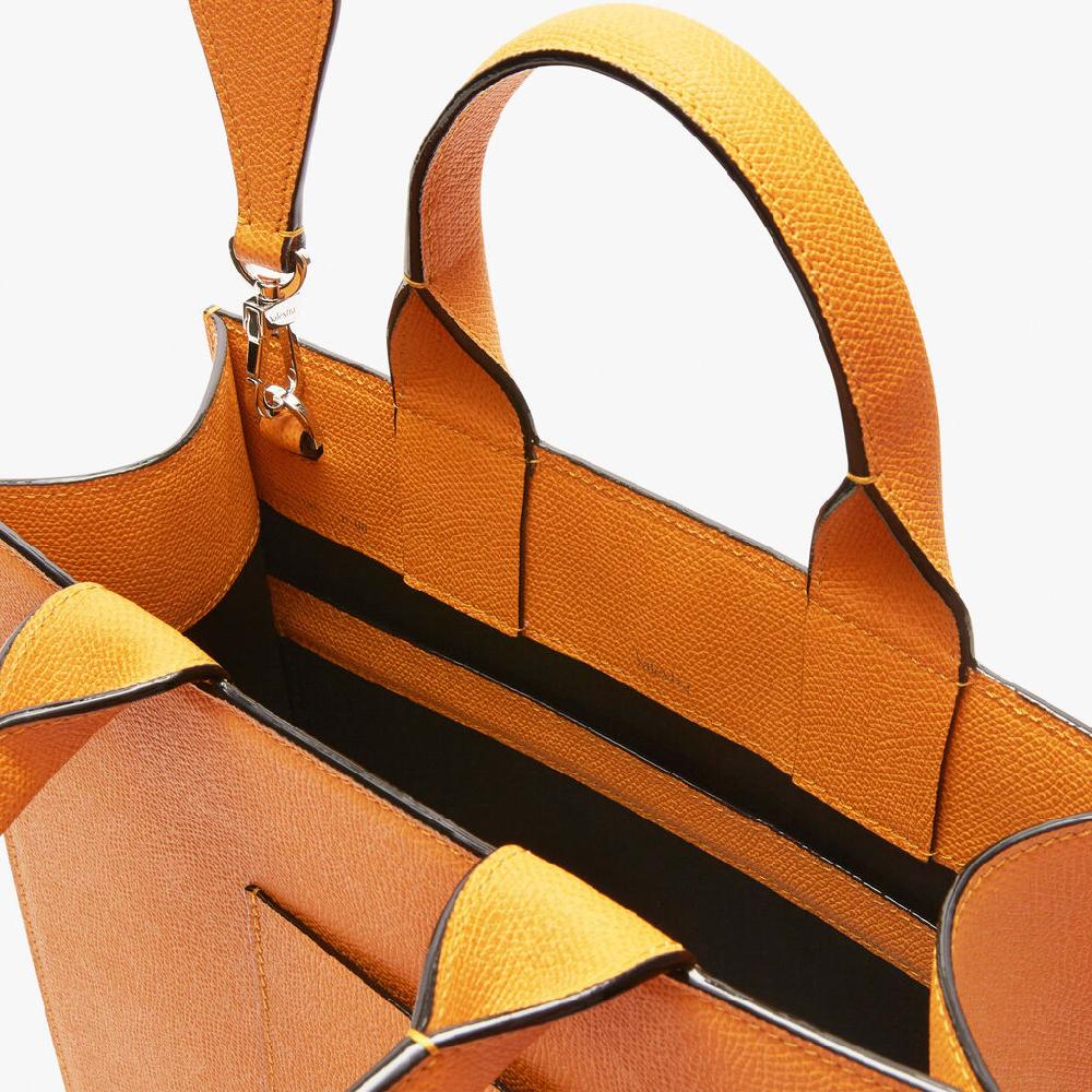 Valextra Borsetta Tote Mini versatile in Pelle Gialla | Valextra Boxy In Linea