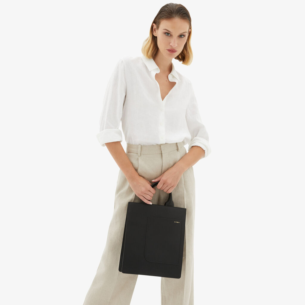 Valextra Borsa a mano da Donna di Lusso in Pelle Nera | Valextra Boxy Nuovo