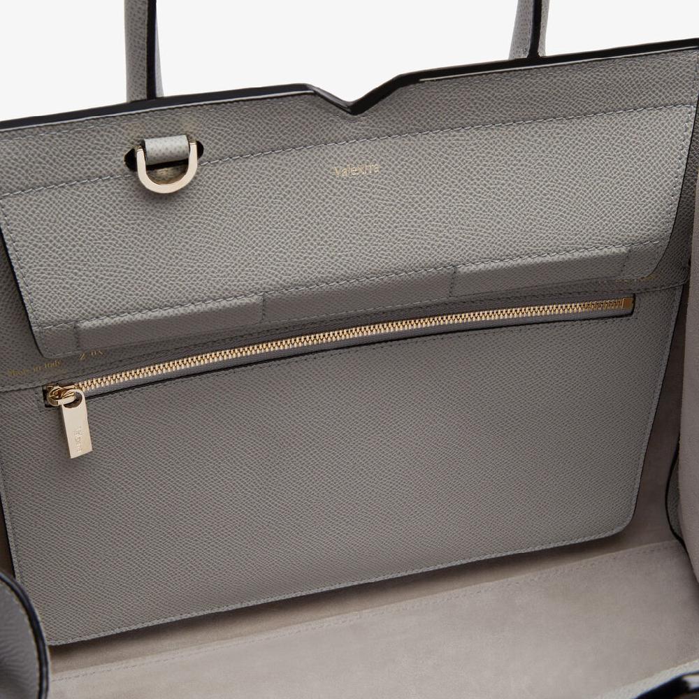 Valextra Borsa a due manici Donna di Lusso in Pelle Grigia chiara | Valextra Qualità
