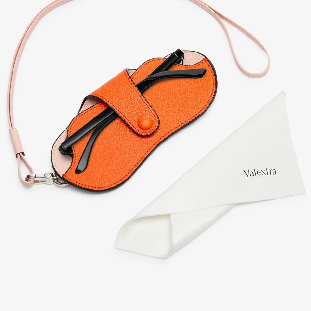Valextra Custodia occhiali di Lusso in Pelle Arancione e Rosa | Valextra Pezzi Unici