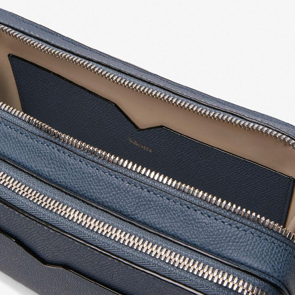 Valextra Borsa a tracolla da Uomo in Pelle Grigia | Valextra V-Line Acquista Ora