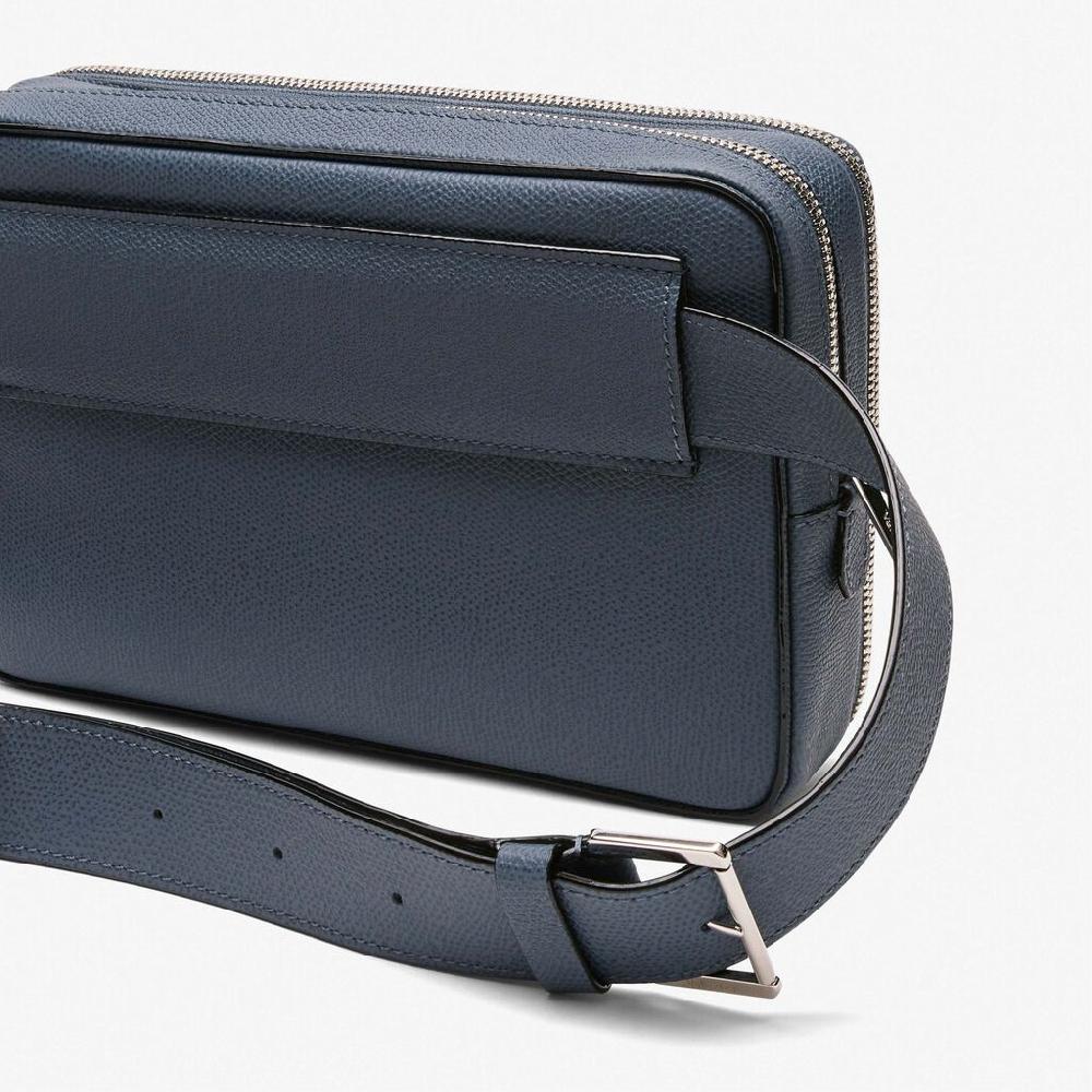 Valextra Borsa a tracolla da Uomo in Pelle Grigia | Valextra V-Line Acquista Ora