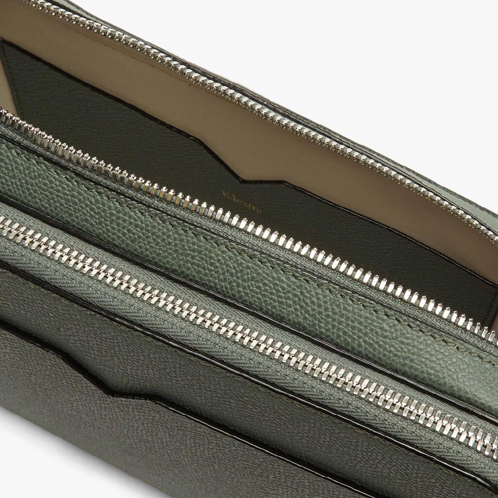 Valextra Bum bag da Uomo in Pelle Verde di Lusso | Valextra V-Line Consegna Veloce