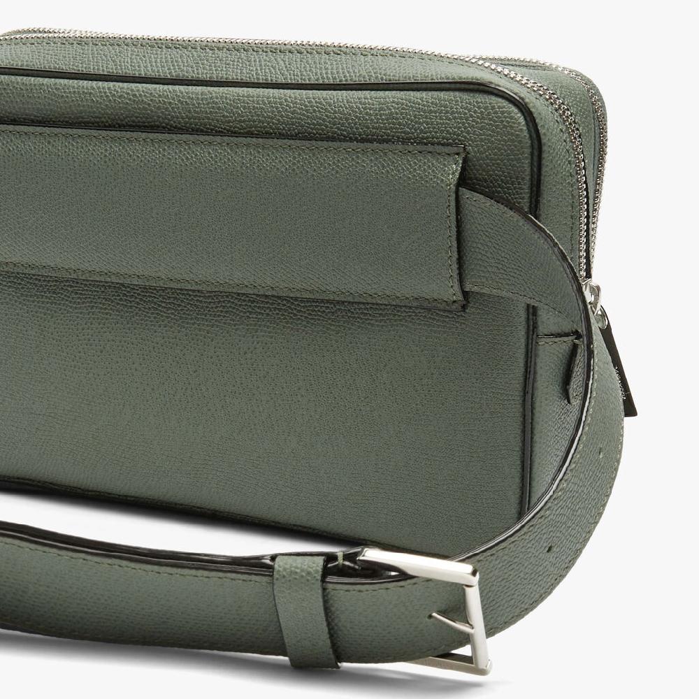 Valextra Bum bag da Uomo in Pelle Verde di Lusso | Valextra V-Line Consegna Veloce