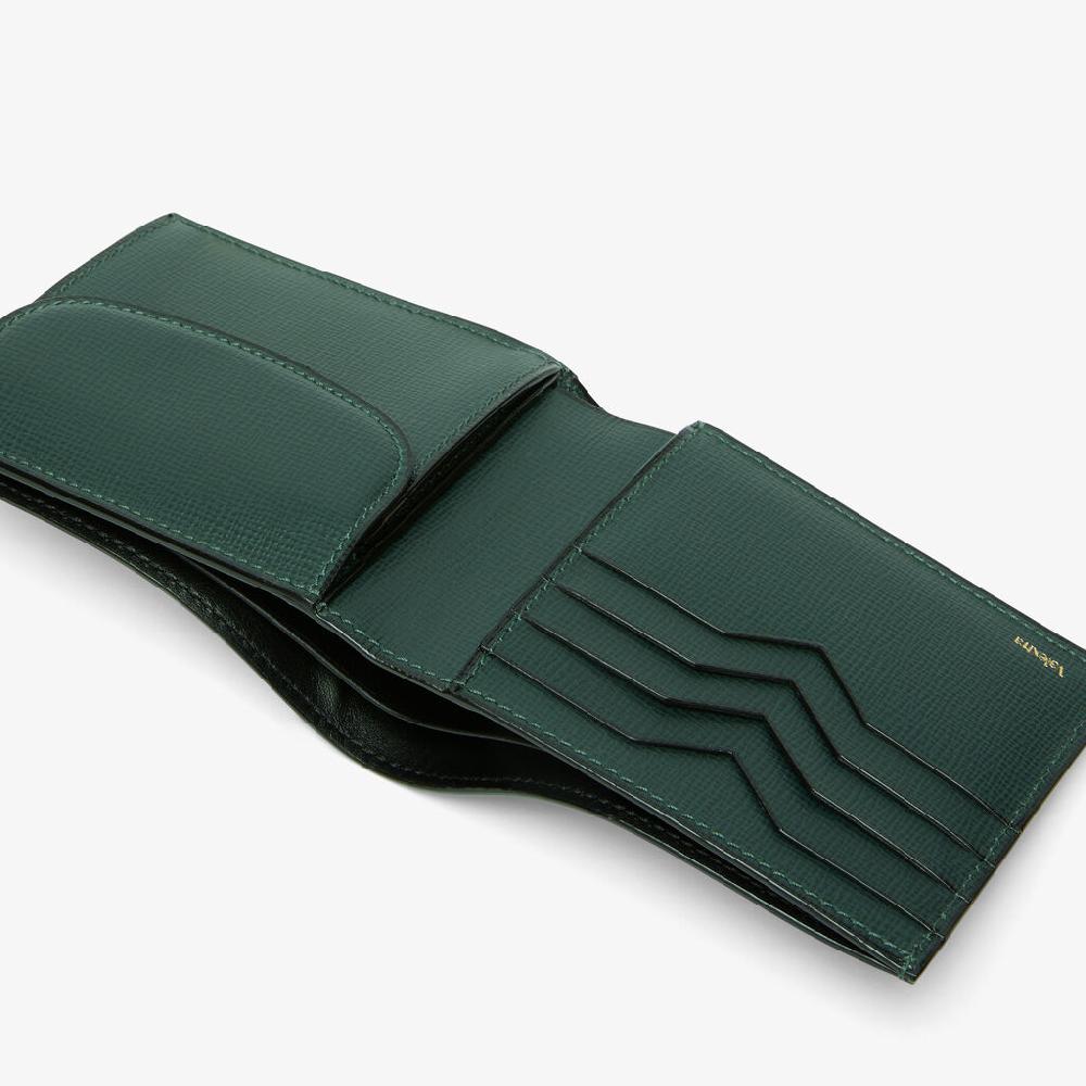 Valextra Portafoglio Bifold in Pelle Verde con portamonete | Valextra Shopping Online
