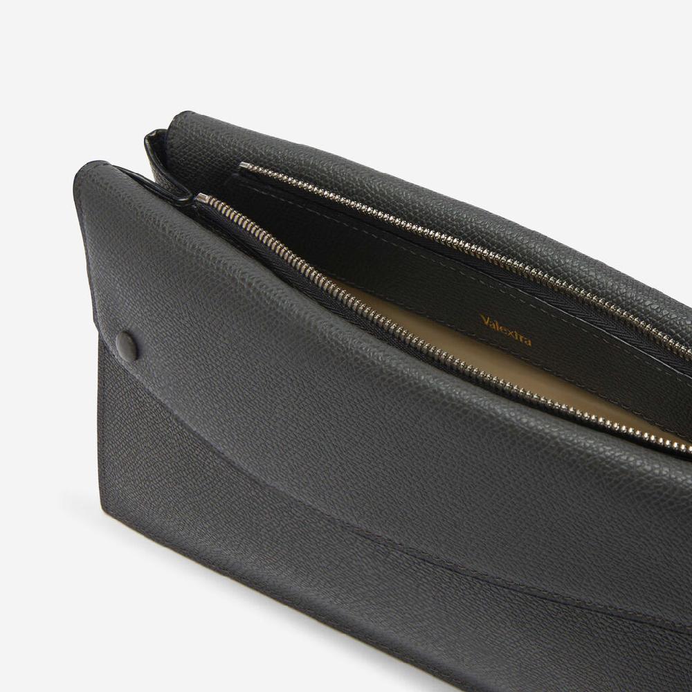 Valextra Borsa a tracolla da Uomo Mini in Pelle Grigia | Valextra Pocket Sottocosto