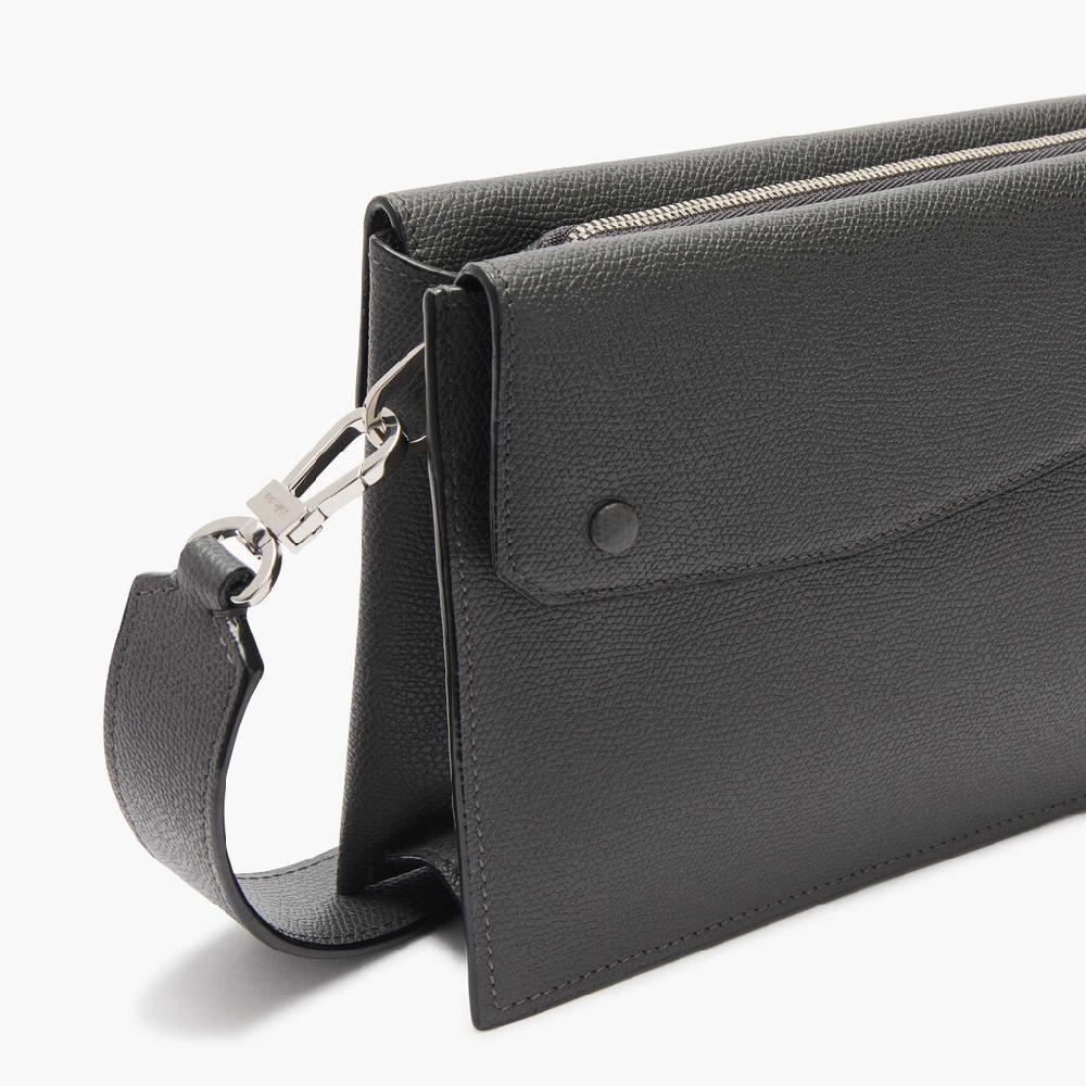 Valextra Borsa a tracolla da Uomo Mini in Pelle Grigia | Valextra Pocket Sottocosto