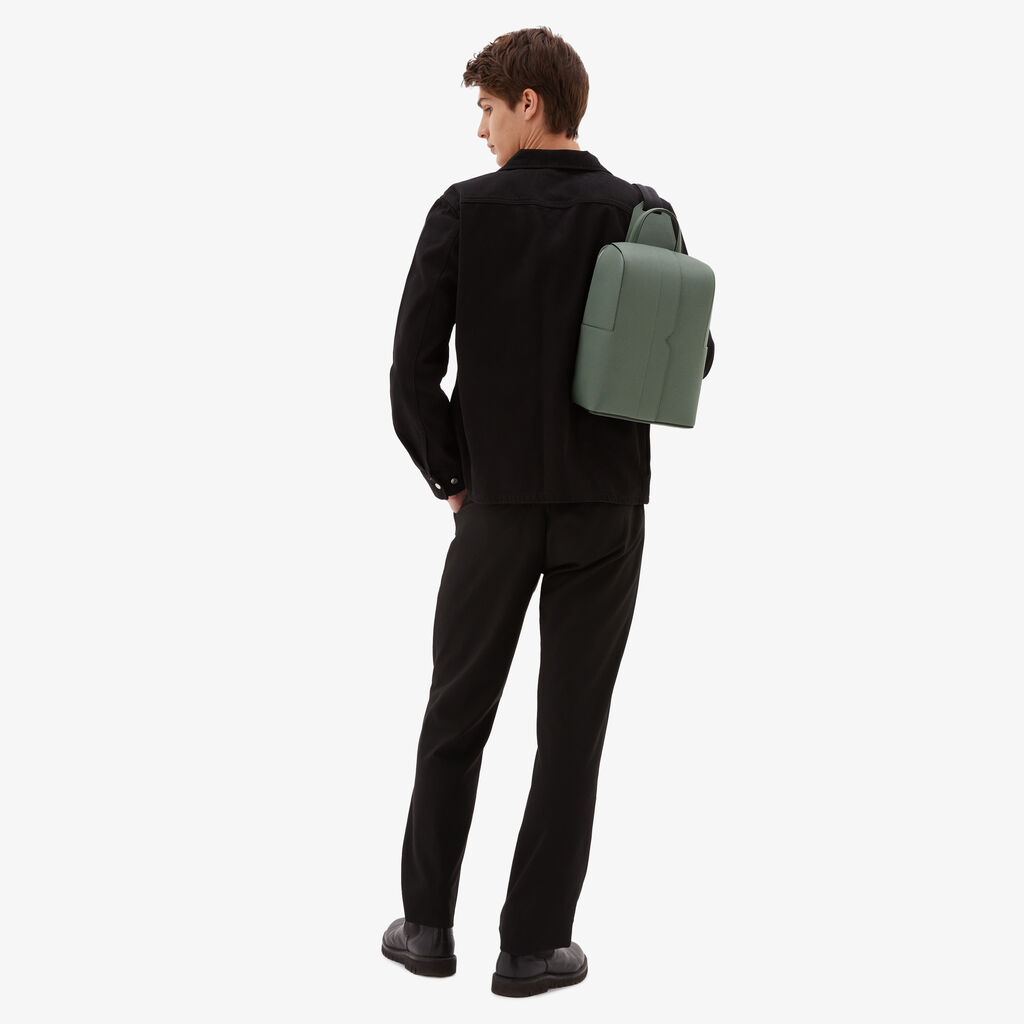 Valextra Zaino da Uomo in Pelle Verde di Lusso | Valextra V-Line Novità