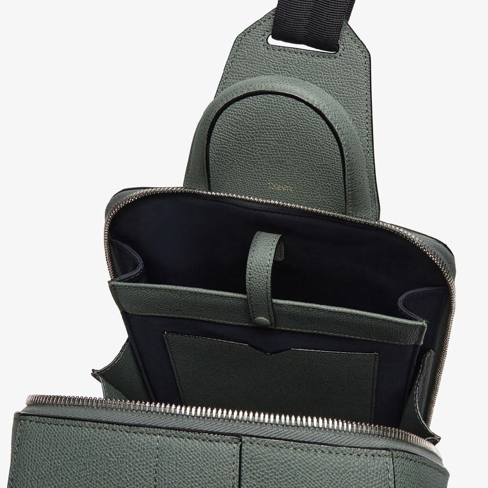 Valextra Zaino da Uomo in Pelle Verde di Lusso | Valextra V-Line Novità