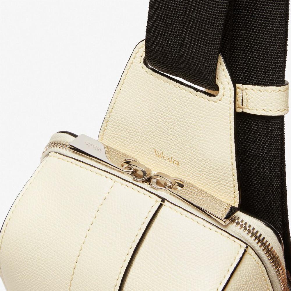Valextra Zaino monospalla compatto in Pelle Bianca | Valextra V-Line Sconto